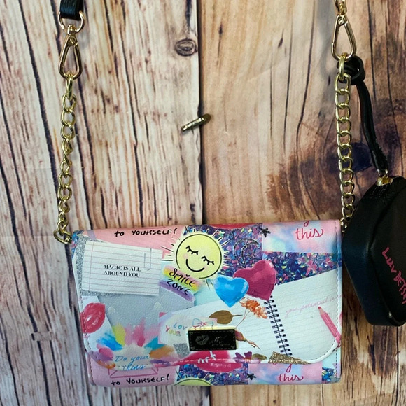 Luv Betsey Crossbody by Betsey Johnson with Gold Hardware & Ear Bud Case - Picture 2 of 12